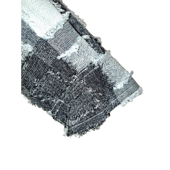 Forever 21 Mens M Textured Plaid Button Down Shirt Black/White Frayed Grunge - Picture 5 of 6